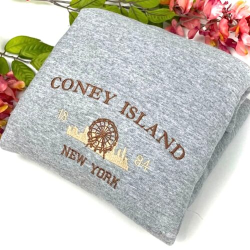 Coney Island Embroidered Crewneck - New York Sweatshirt Coney Island New York Sweater image 0