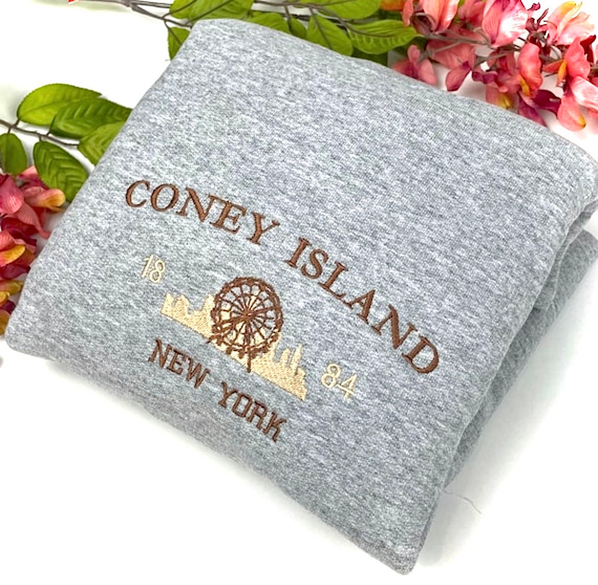 Coney Island Embroidered Crewneck - New York Sweatshirt Coney Island New York Sweater image 1