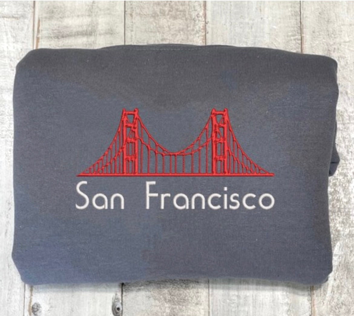 San Francisco Embroidered Sweatshirt - Custom City Crewneck California image 1