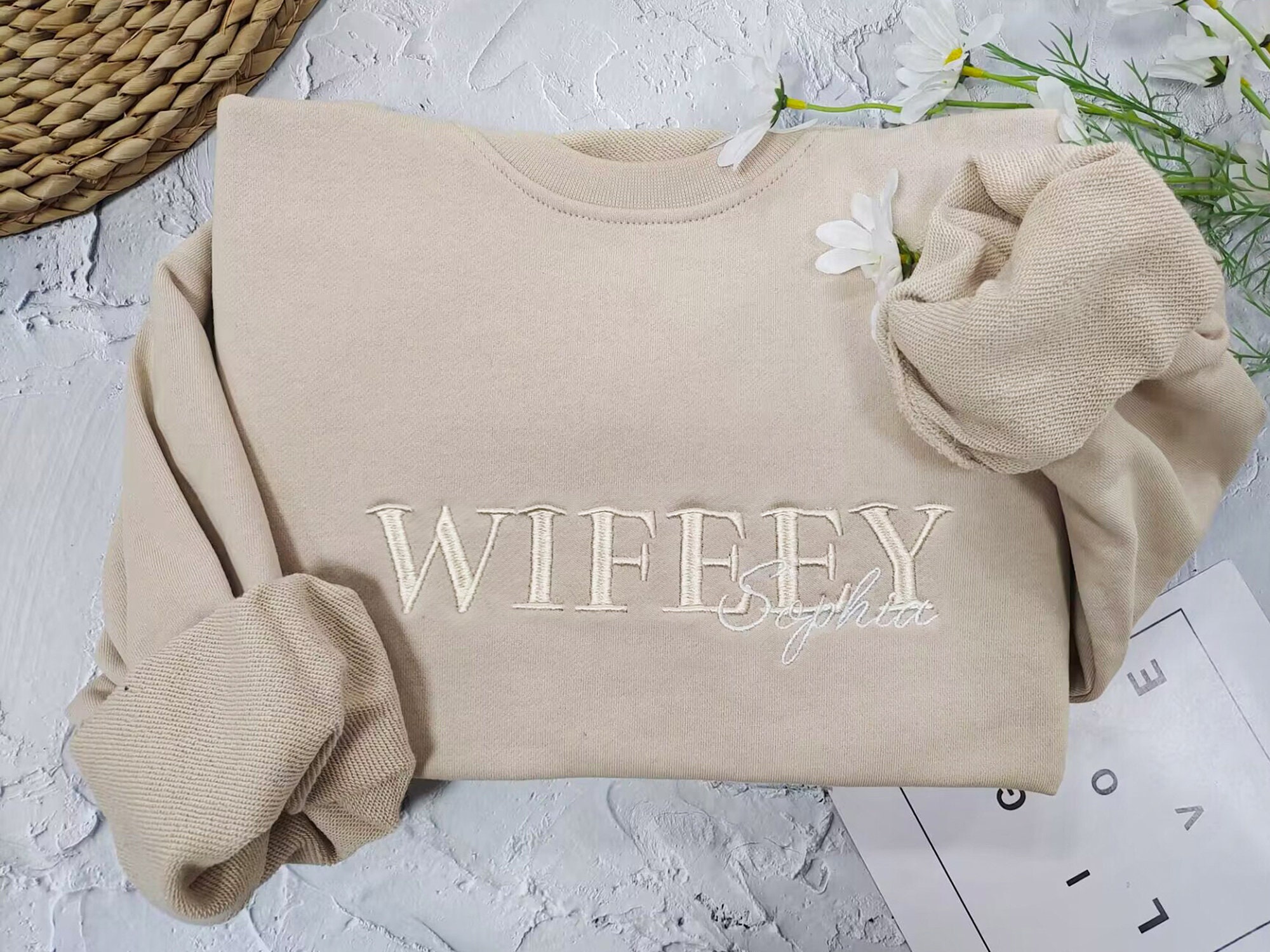 Custom Embroidered Wife Sweatshirt Hoodie - 10 Year Anniversary Gift for Wife image 2