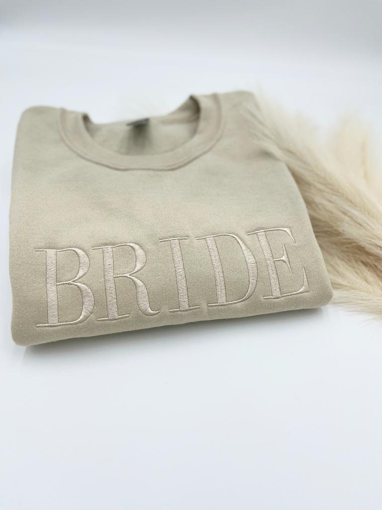 BRIDE GROOM Embroidered Sweatshirt or Hoodie - Bride Groom Crewneck Gift for Bride Wedding Gift Bridal Shower Party Newlywed Fiancé Gift image 2