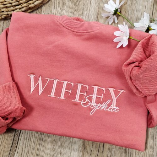 Custom Embroidered Wife Sweatshirt Hoodie - 10 Year Anniversary Gift for Wife image 0