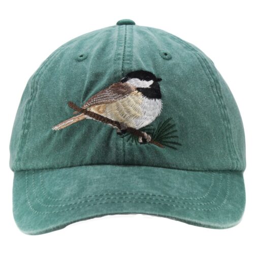 Chickadee Embroidered Dad Hat - Wildlife Bird Watcher Baseball Cap Adjustable Leather Strap image 1