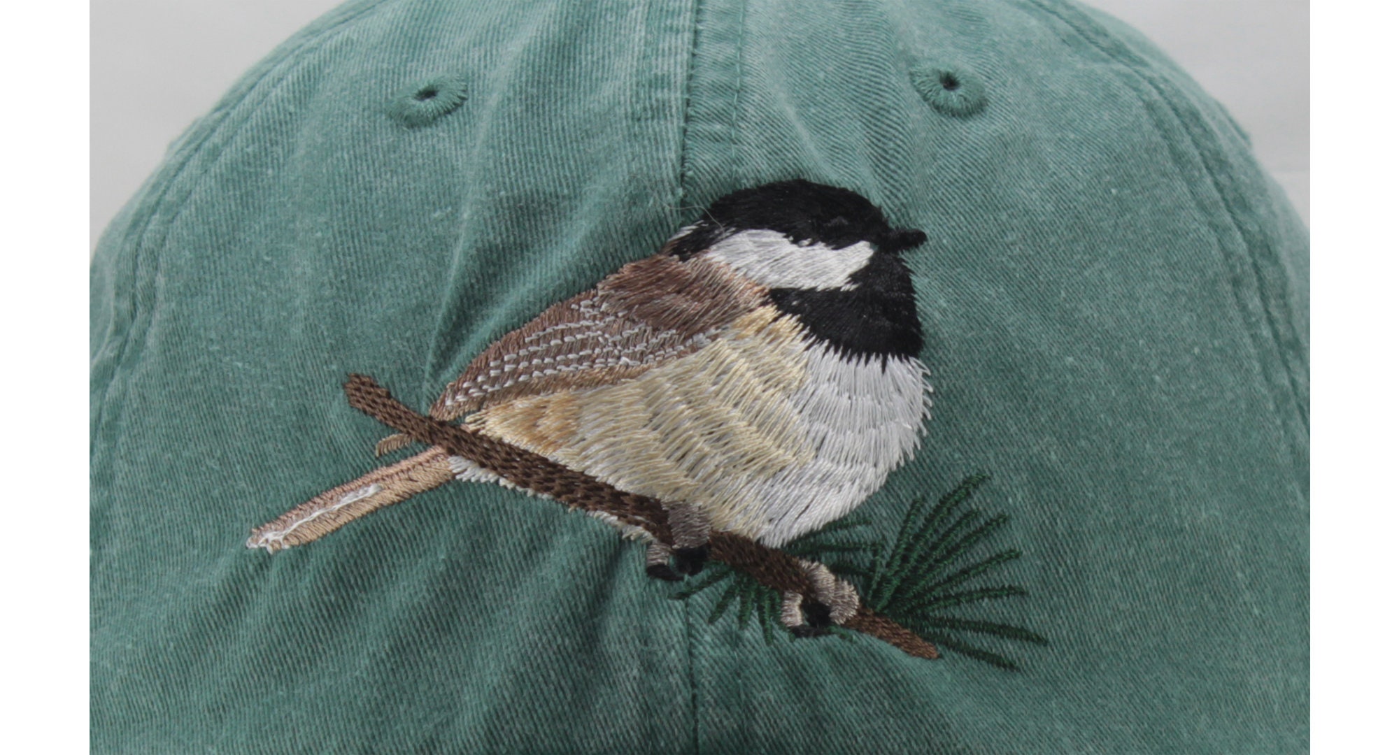 Chickadee Embroidered Dad Hat - Wildlife Bird Watcher Baseball Cap Adjustable Leather Strap image 2