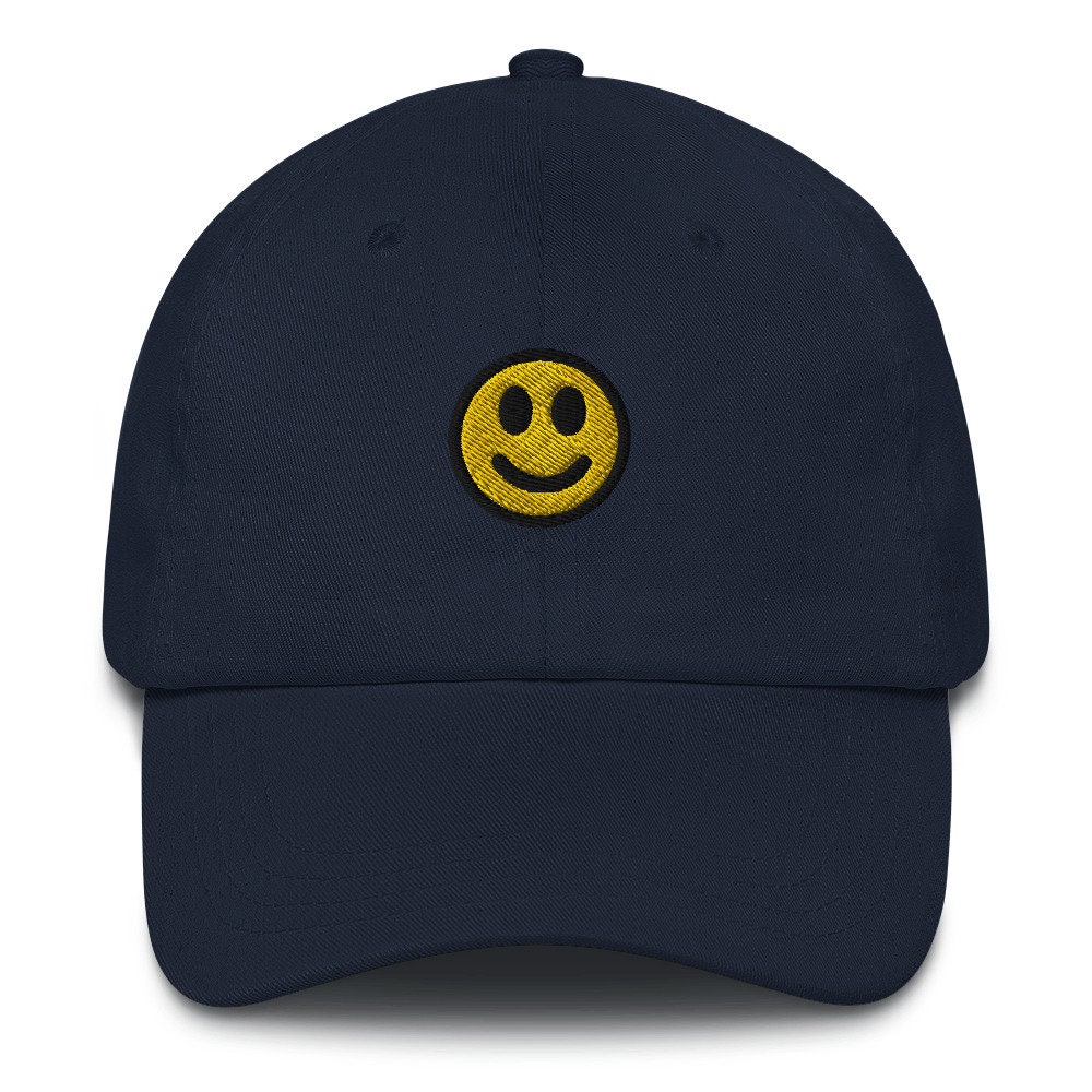 Smiley Face Dad Hat - Embroidered Vintage Style Baseball Cap Cute Kawaii Chibi Gift image 1