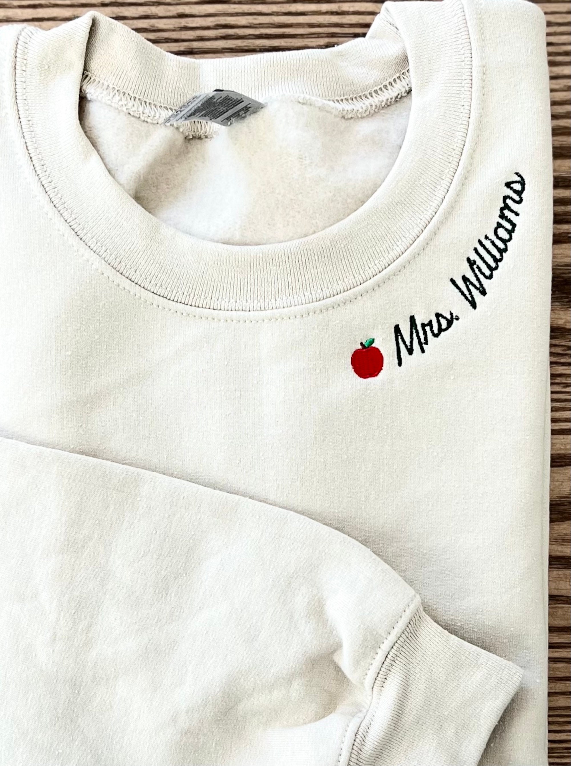 Custom Embroidered Sweatshirt for a Teacher - Custom Neckline Embroidered Sweatshirt 2nd Grade Teacher Shirt Hello Kindergarten Teacher Tee image 3