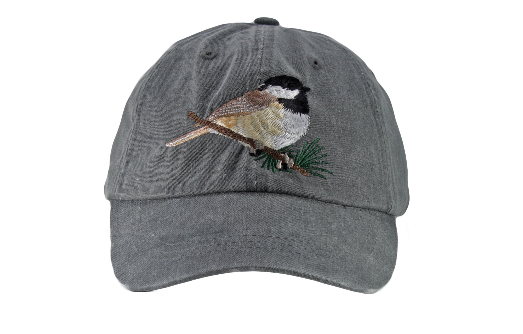 Chickadee Embroidered Dad Hat - Wildlife Bird Watcher Baseball Cap Adjustable Leather Strap image 3