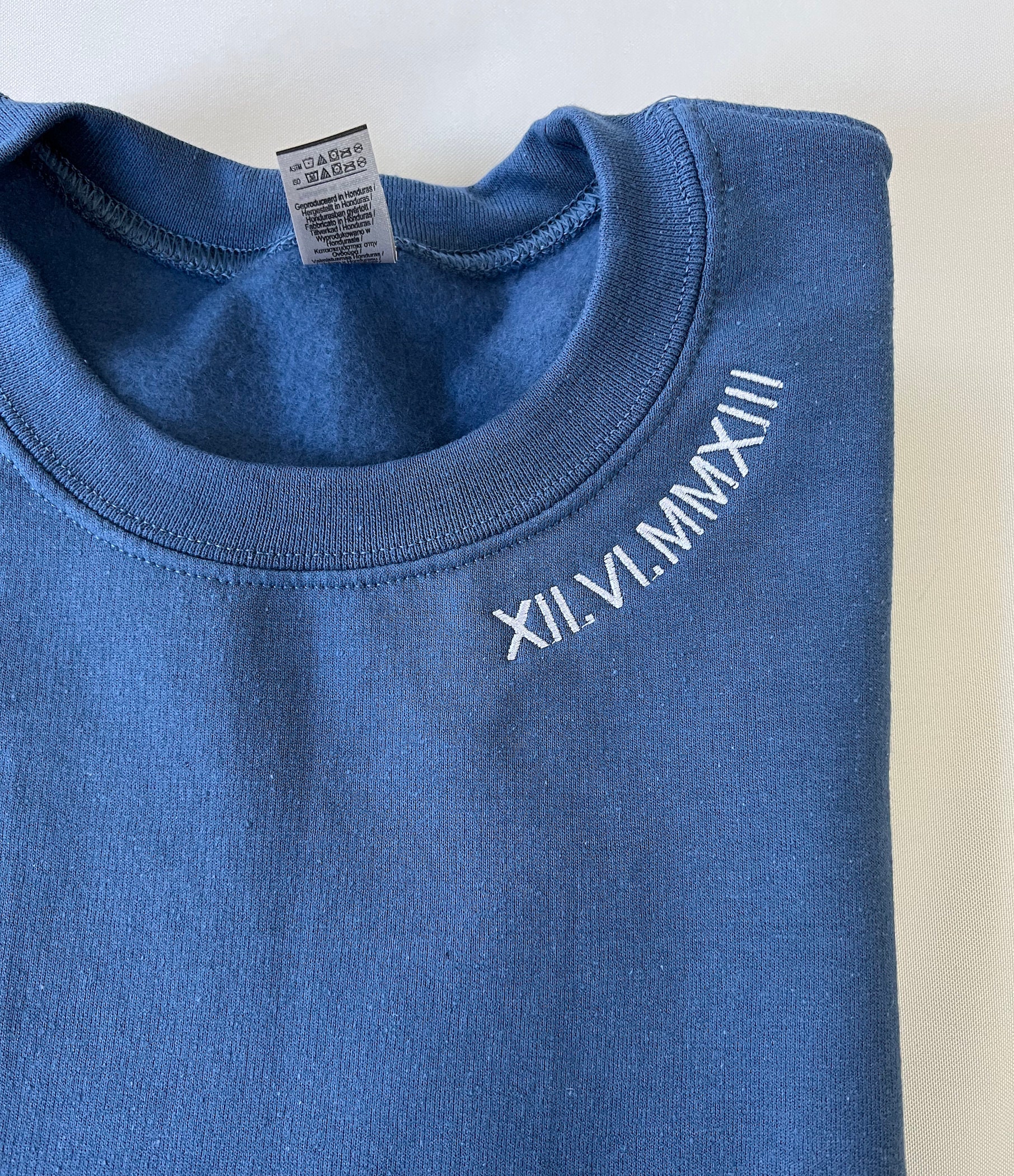 Custom Embroidered Roman Numeral Sweatshirt - Anniversary Gift for Him 1 Year Anniversary Gift for Girlfriend 2 Year Anniversary Gift image 4