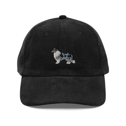 Blue Merle Rough Collie Embroidered Baseball Cap - Collie Mom Corduroy Hat Gifts for Collie Dad & Lover image 0