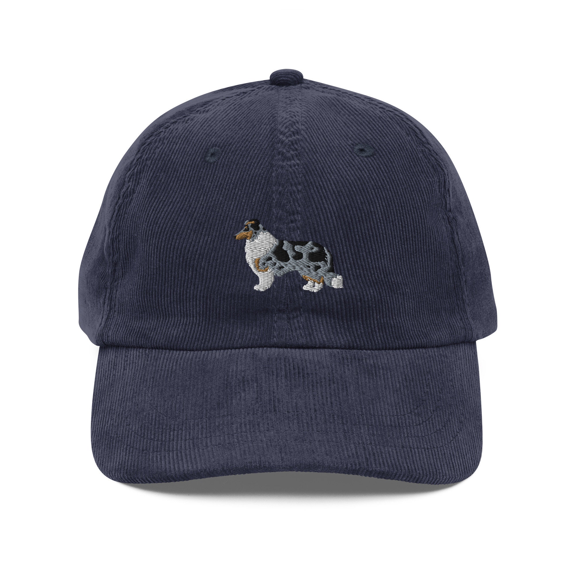 Blue Merle Rough Collie Embroidered Baseball Cap - Collie Mom Corduroy Hat Gifts for Collie Dad & Lover image 1