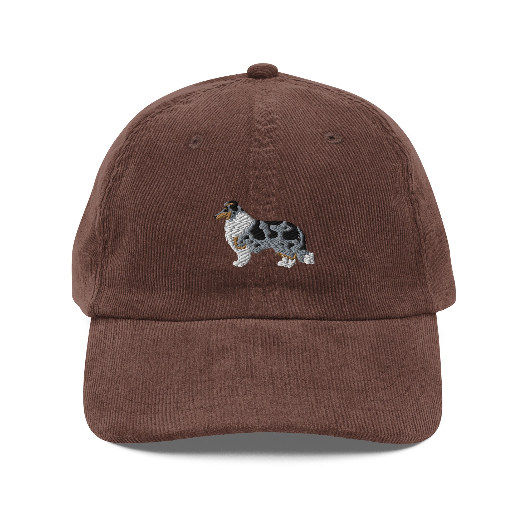 Blue Merle Rough Collie Embroidered Baseball Cap - Collie Mom Corduroy Hat Gifts for Collie Dad & Lover image 2