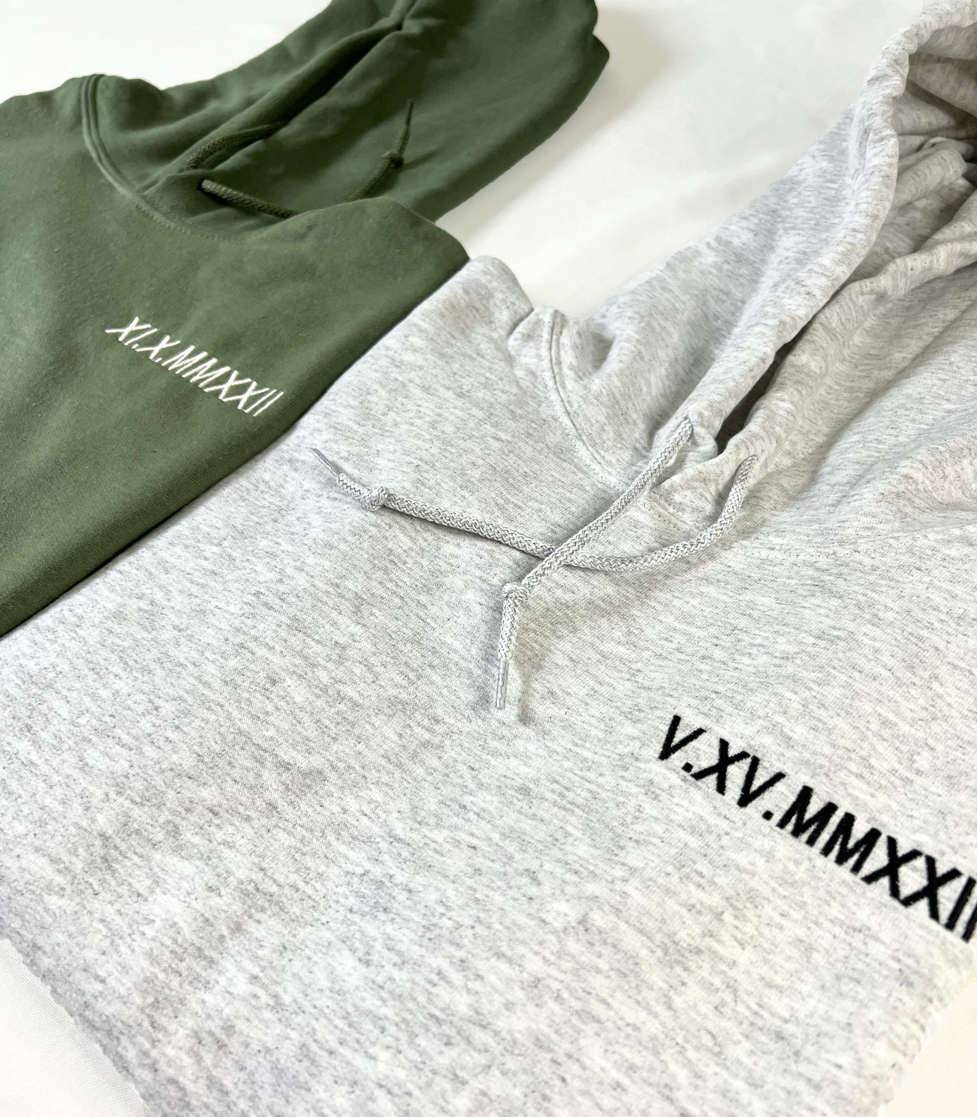 Custom Embroidered Roman Numeral Hoodie - Couples Gift Custom Embroidery Personalized Date and Initial Hoodie Anniversaries Engagement image 1