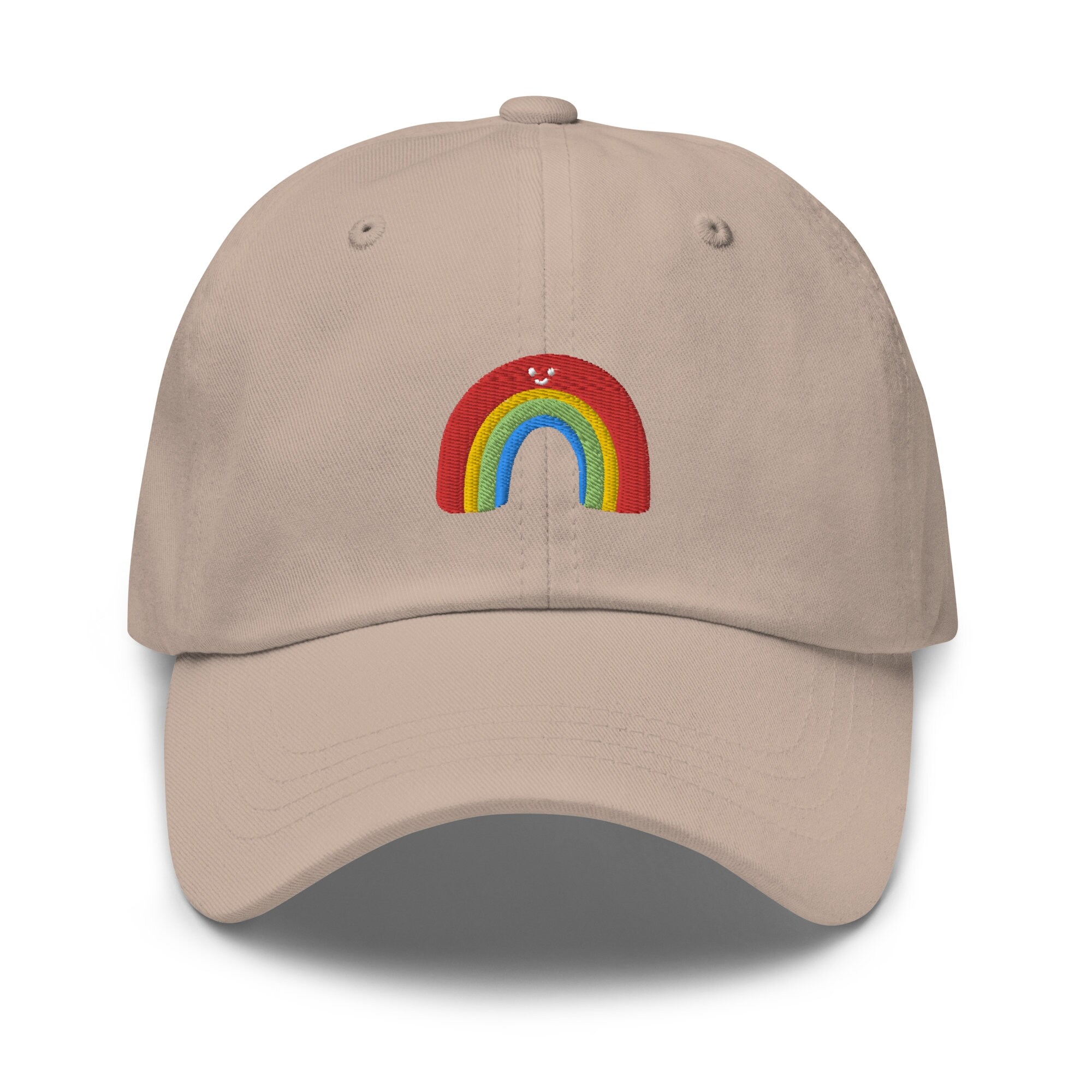 Smiley Rainbow Embroidered Dad Cap - Trendy Fit Comfortable Baseball Hat Gift image 1