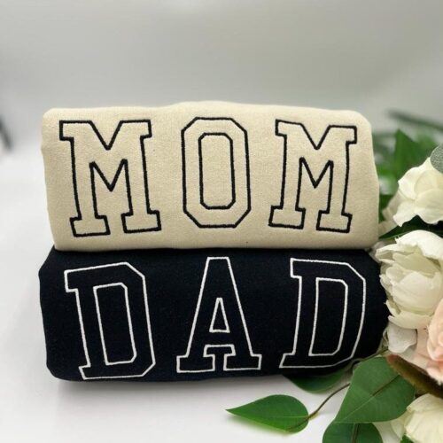 MOM DAD Embroidered Sweatshirt or Hoodie - Mama Dada Crewneck Mother's Day Father's Day Gift for Mom and Dad Newly Mom and Dad Mama & Dada image 0