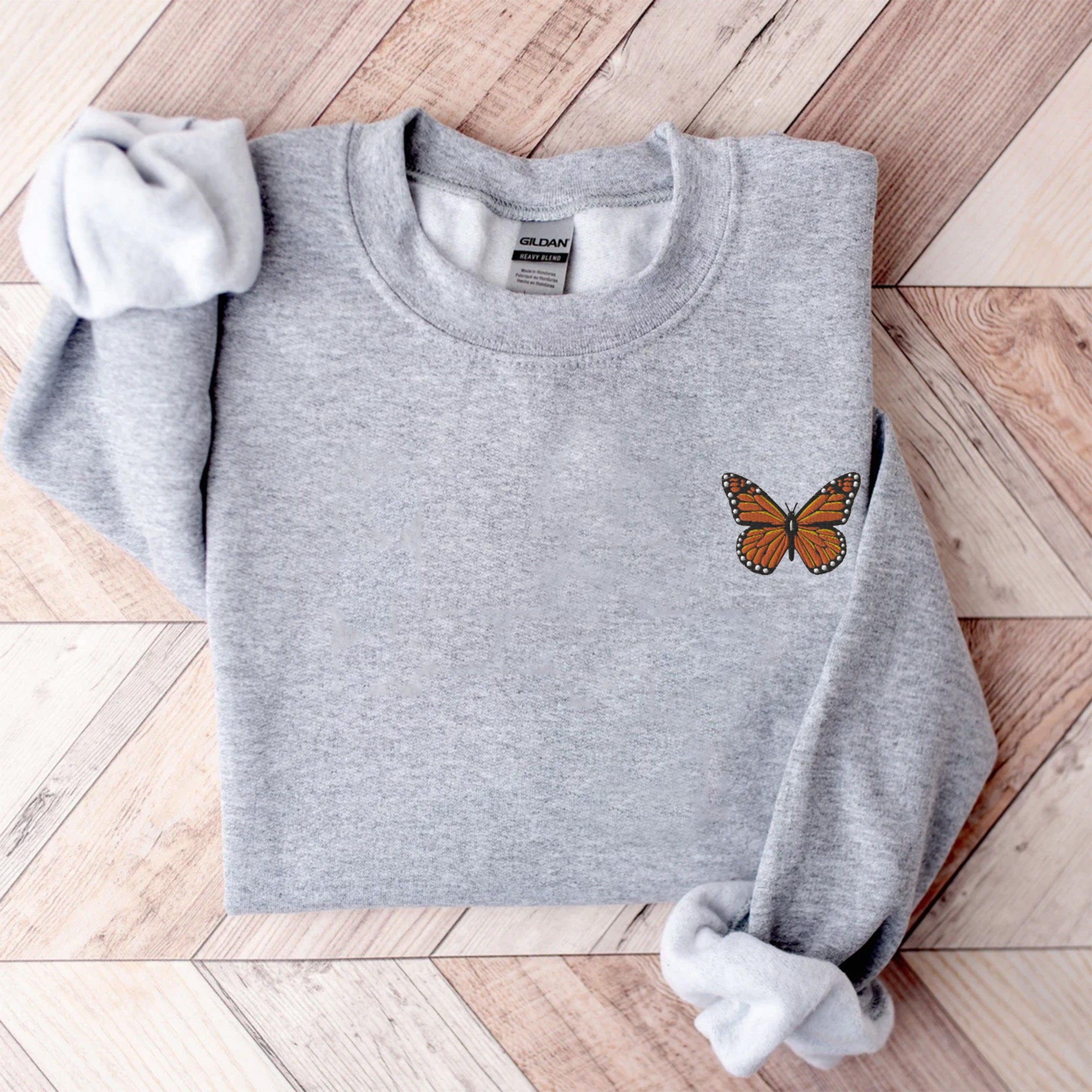 Embroidered Butterfly Shirt - Monarch Butterfly Botanical Clothing Butterfly Gift Cottagecore Shirt Gardening Shirt Spring Shirt for Her image 2