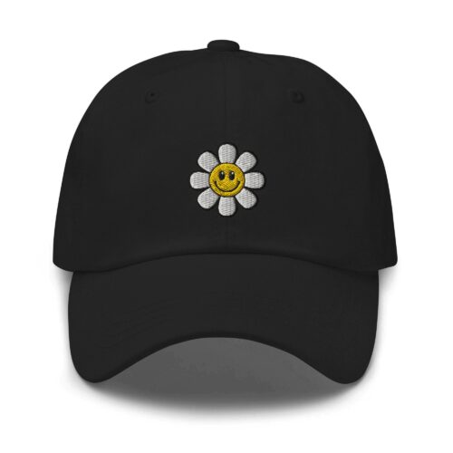 Smiley Flower Embroidered Dad Cap - Trendy Fit Comfortable Baseball Hat Gift image 0