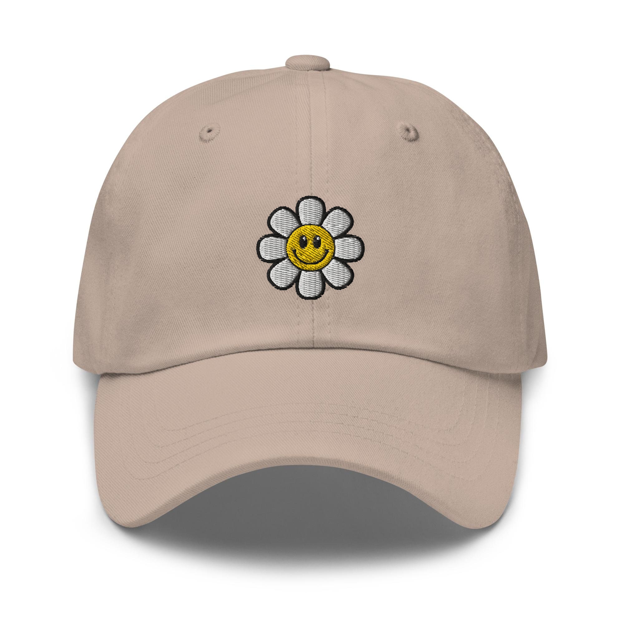 Smiley Flower Embroidered Dad Cap - Trendy Fit Comfortable Baseball Hat Gift image 1