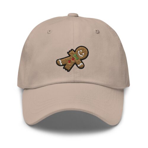 Bitten Gingerbread Man Embroidered Dad Cap - Trendy Comfortable Baseball Hat Gift image 0