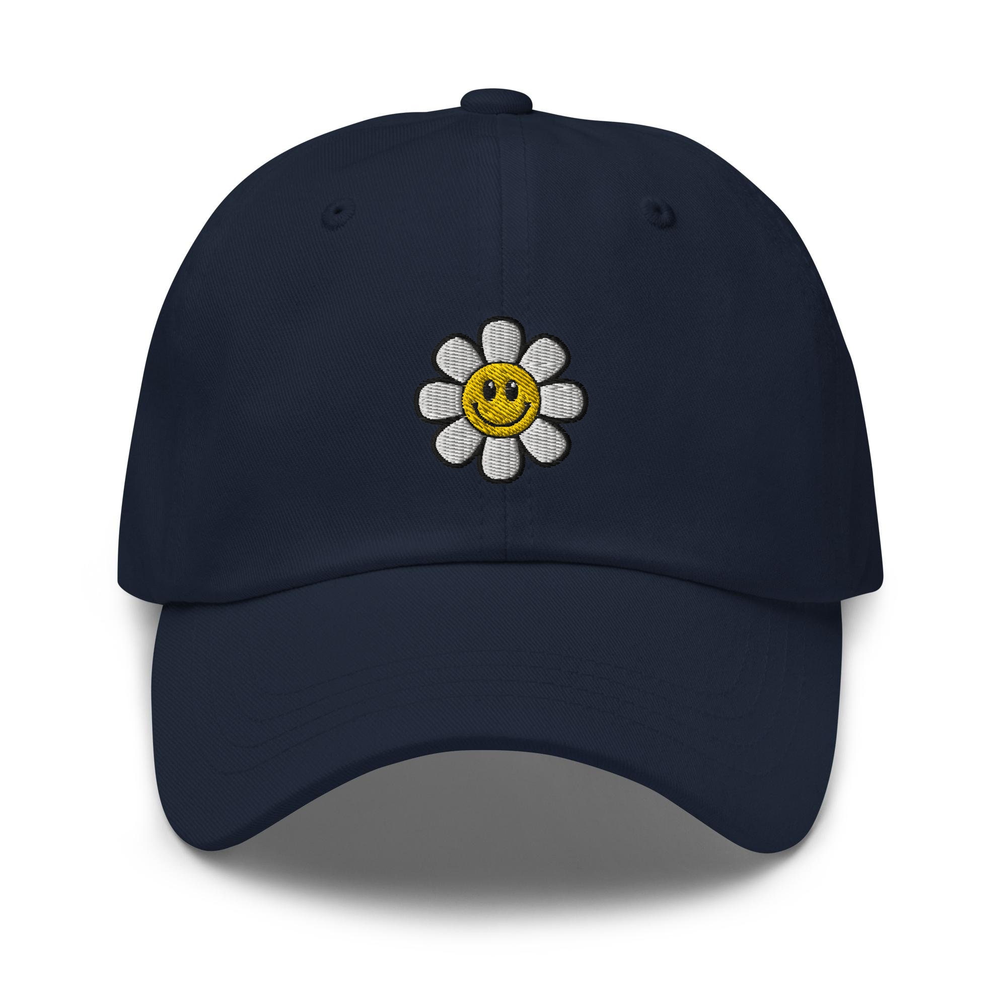 Smiley Flower Embroidered Dad Cap - Trendy Fit Comfortable Baseball Hat Gift image 2