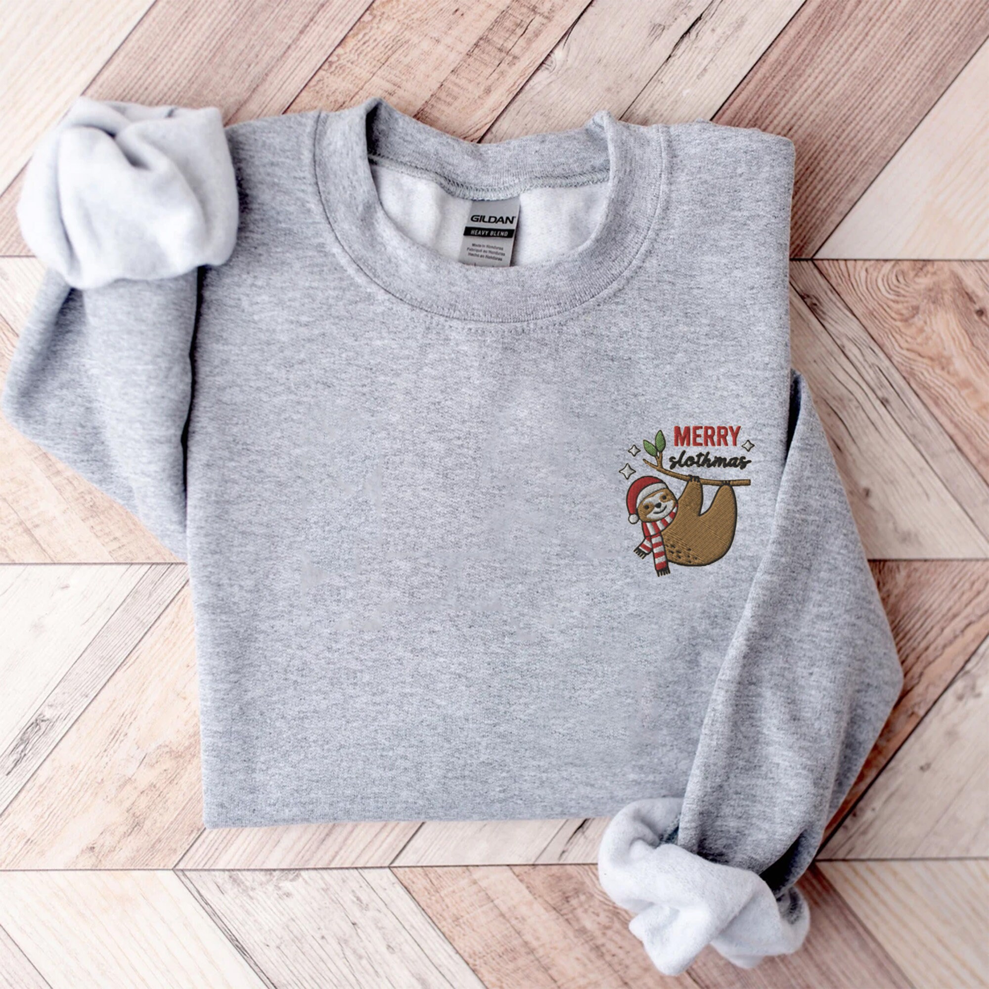 Embroidered Sloth Christmas Sweatshirt - Merry Slothmas Sweater Funny Sloth Xmas Shirt Sloth Lover Christmas Shirt Christmas Animals Shirt image 1
