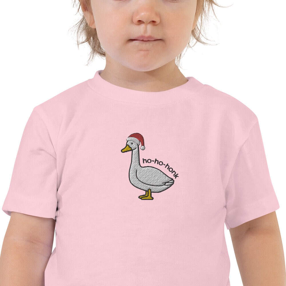 Embroidered Toddler Santa Goose Christmas Shirt Funny Goose Shirt for Kids Holiday Apparel image 4