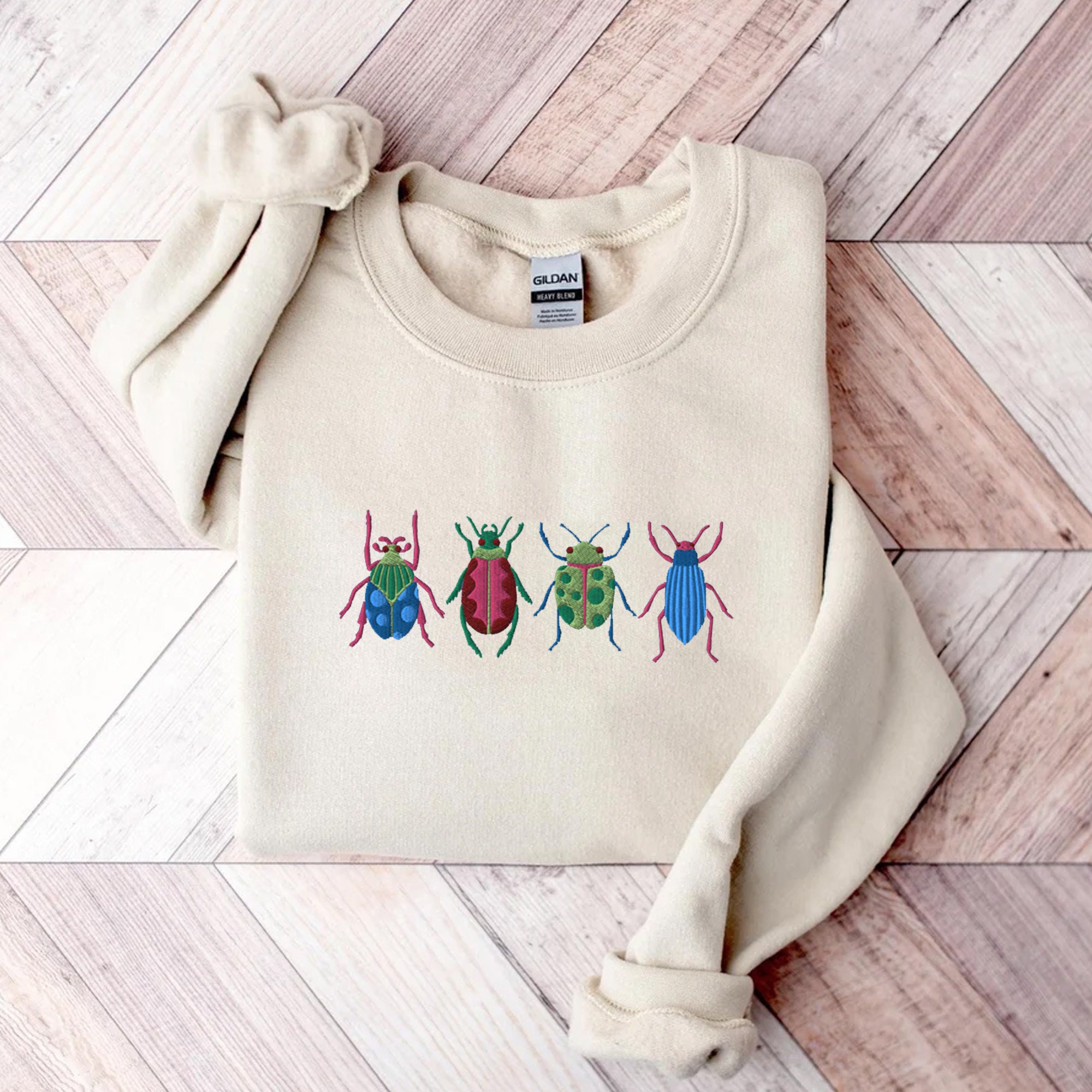 Embroidered Insect Shirt Embroidered Beetle Sweatshirt Whimsigoth Clothes Dark Academia Cottagecore Shirt Witchy Sweater Goblincore image 3