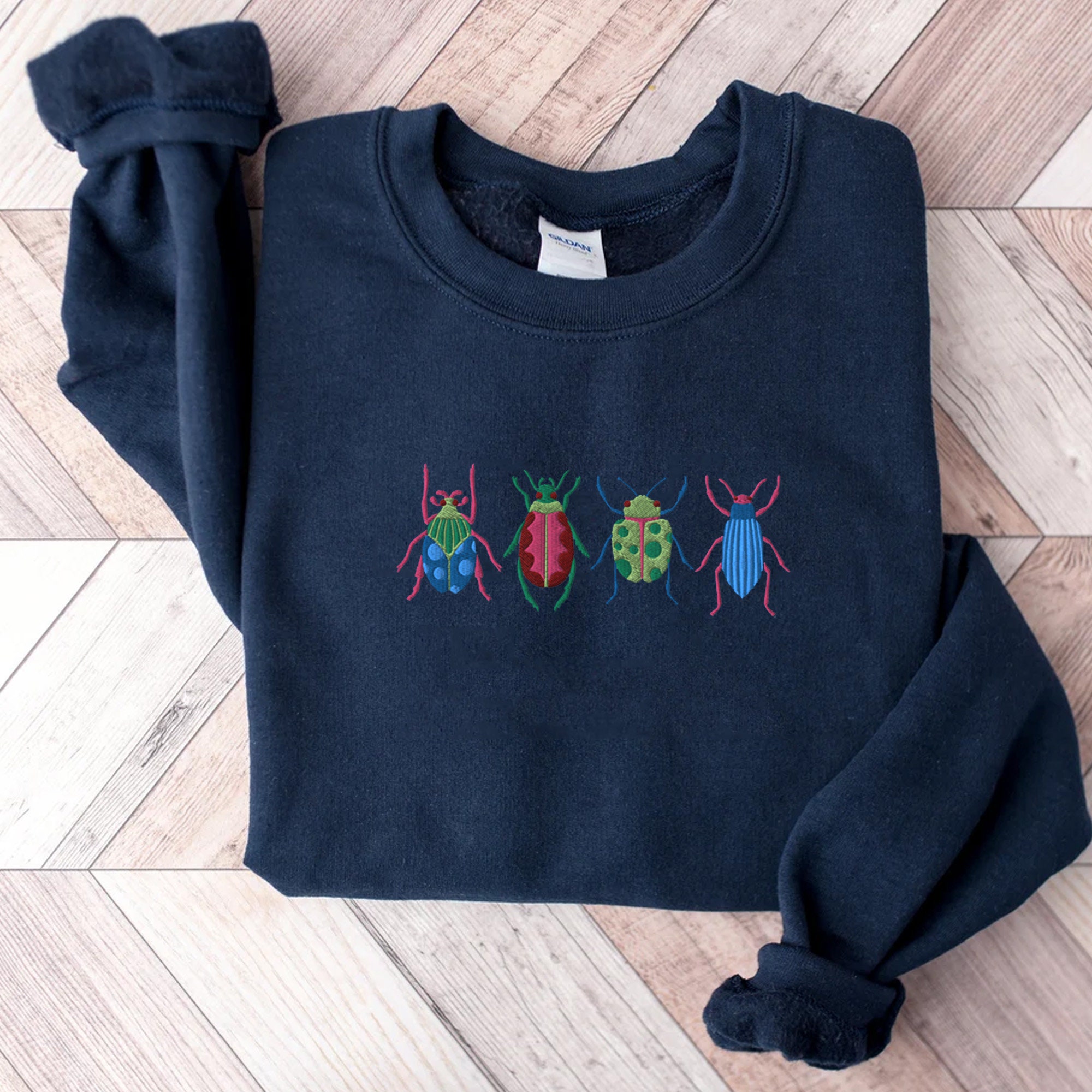 Embroidered Insect Shirt Embroidered Beetle Sweatshirt Whimsigoth Clothes Dark Academia Cottagecore Shirt Witchy Sweater Goblincore image 5