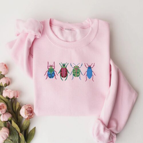 Embroidered Insect Shirt - Embroidered Beetle Sweatshirt Whimsigoth Clothes Dark Academia Cottagecore Shirt Witchy Sweater Goblincore image 0