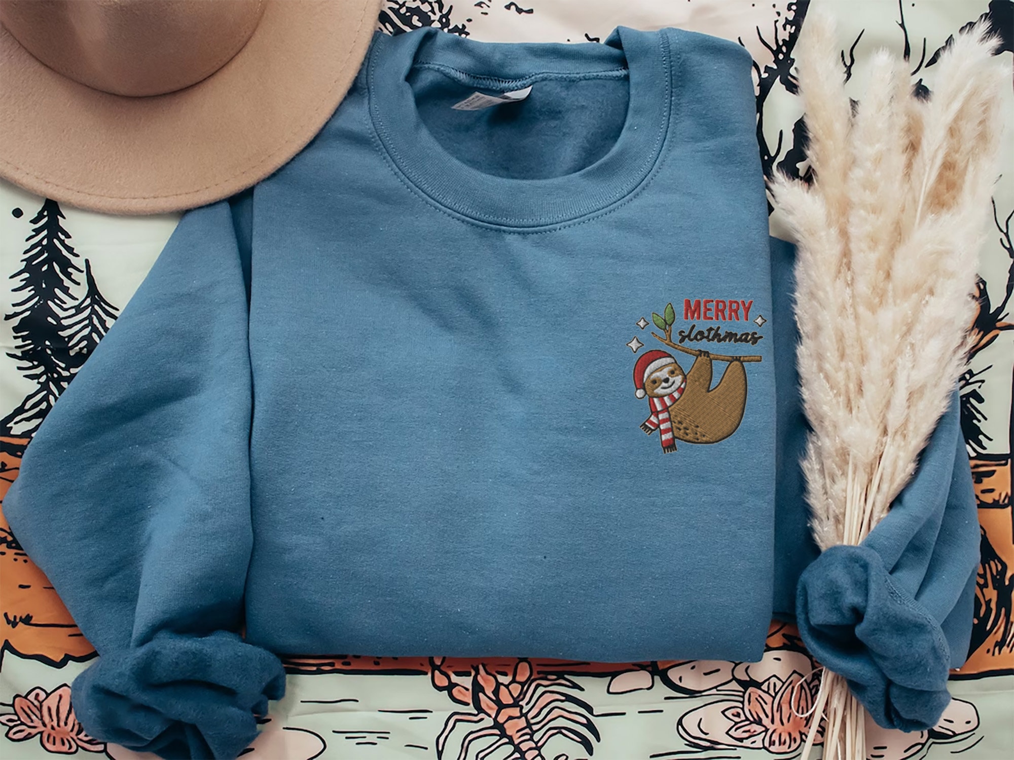 Embroidered Sloth Christmas Sweatshirt - Merry Slothmas Sweater Funny Sloth Xmas Shirt Sloth Lover Christmas Shirt Christmas Animals Shirt image 5
