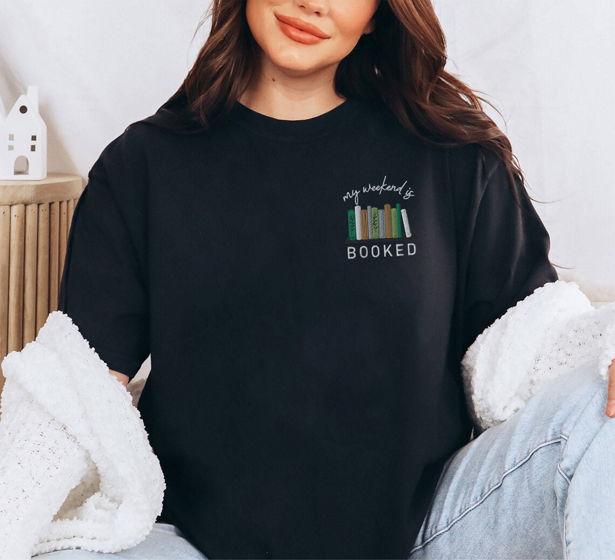 Embroidered Bookish Shirt - Bookworm Shirt Book Lovers T-Shirt Teacher Book Lovers Shirt Book Sweatshirt Book Club Gift Wildflower Shirt image 2