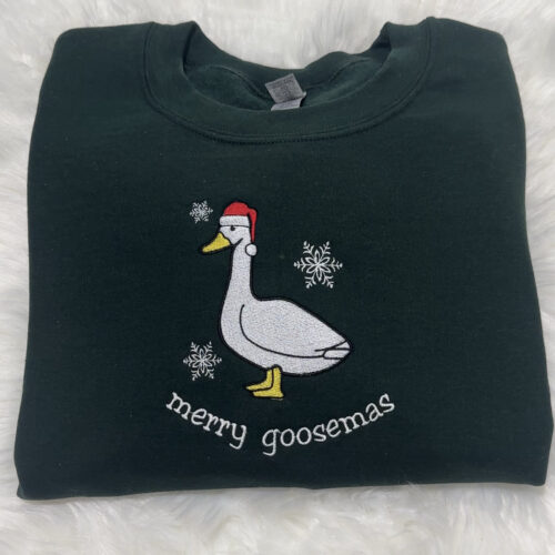 Merry Goosemas Christmas Sweatshirt Hoodie Embroidered Silly Goose Gift image 0