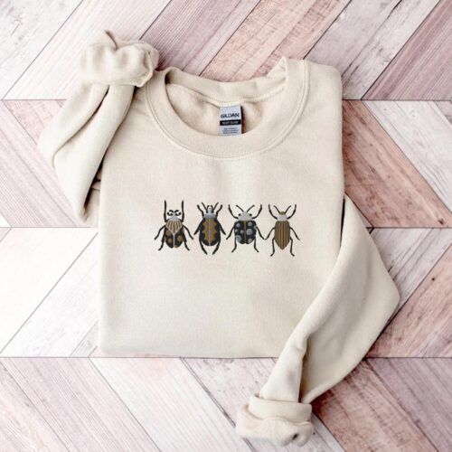 Embroidered Insect Shirt Embroidered Beetle Sweatshirt Whimsigoth Clothes Dark Academia Cottagecore Shirt Witchy Sweater Goblincore image 0