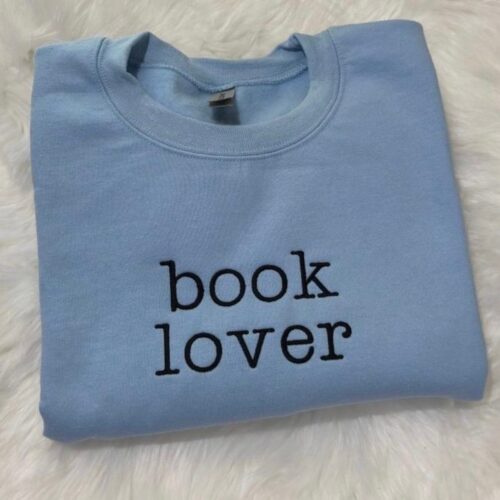 Book Lover Embroidered Crewneck Sweatshirt Cozy Reading Apparel Gift image 0