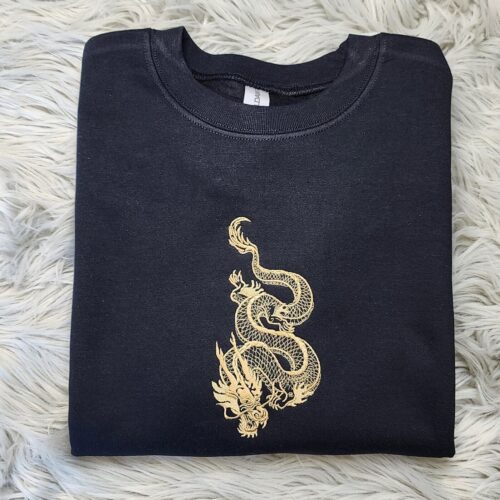 Chinese New Year 2024 Dragon Sweatshirt Embroidered Unisex Zodiac Crewneck or Hoodie image 0