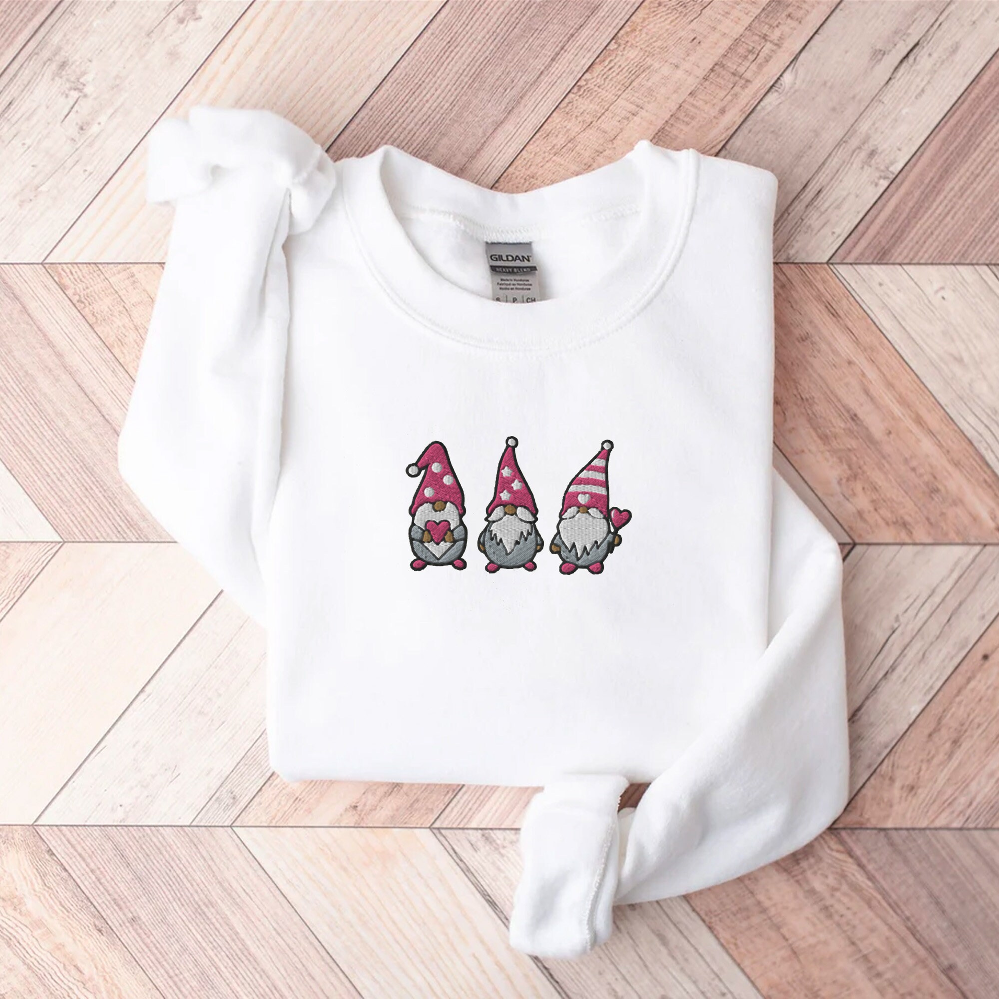 Embroidered Gnome Valentine Shirt - Valentines Gnome Shirt Valentines Day Crewneck Sweatshirt Self Love Shirt for Women Valentine Sweater image 4