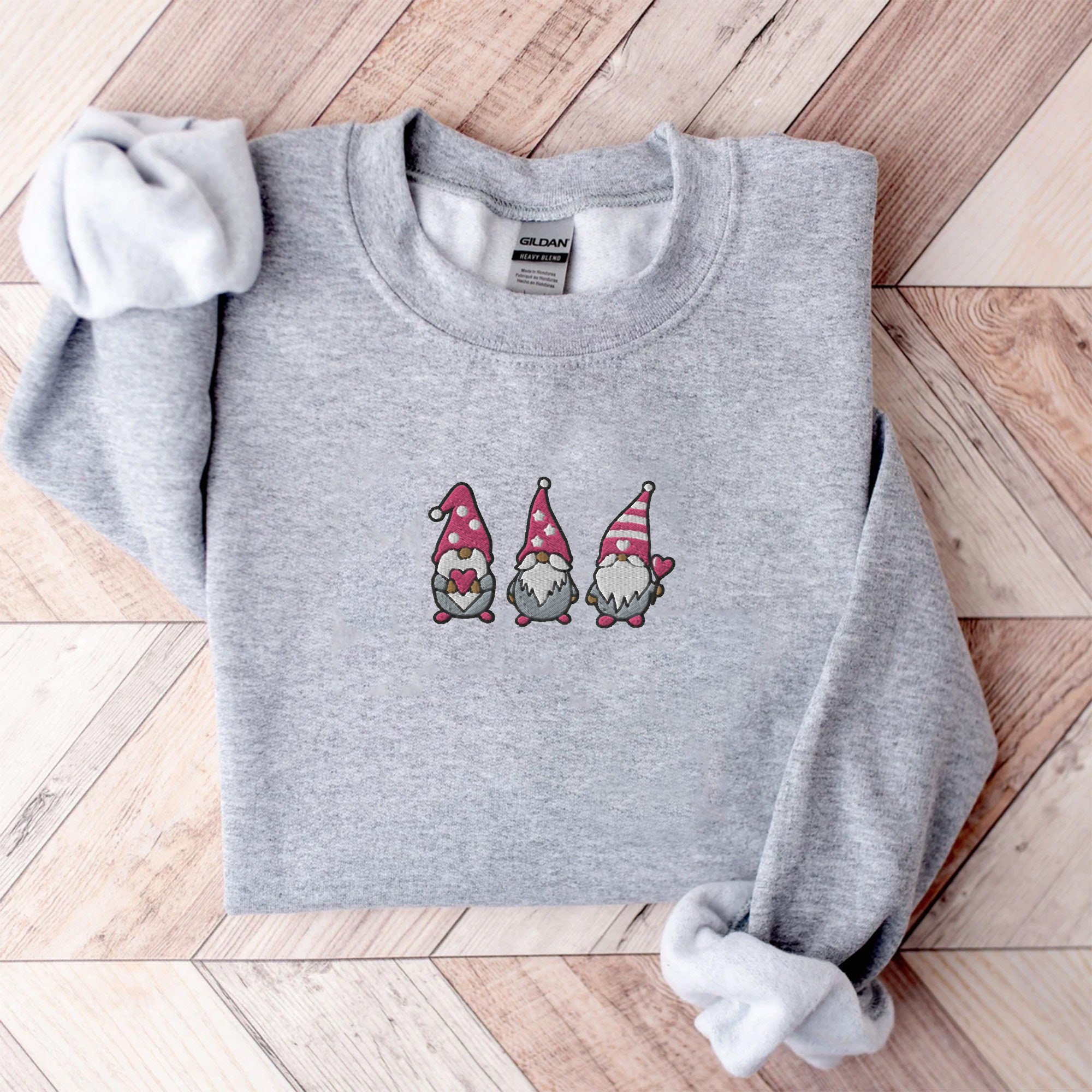 Embroidered Gnome Valentine Shirt - Valentine's Gnome Shirt Valentine's Day Crewneck Sweatshirt Self Love Shirt for Women Valentine Sweater image 4