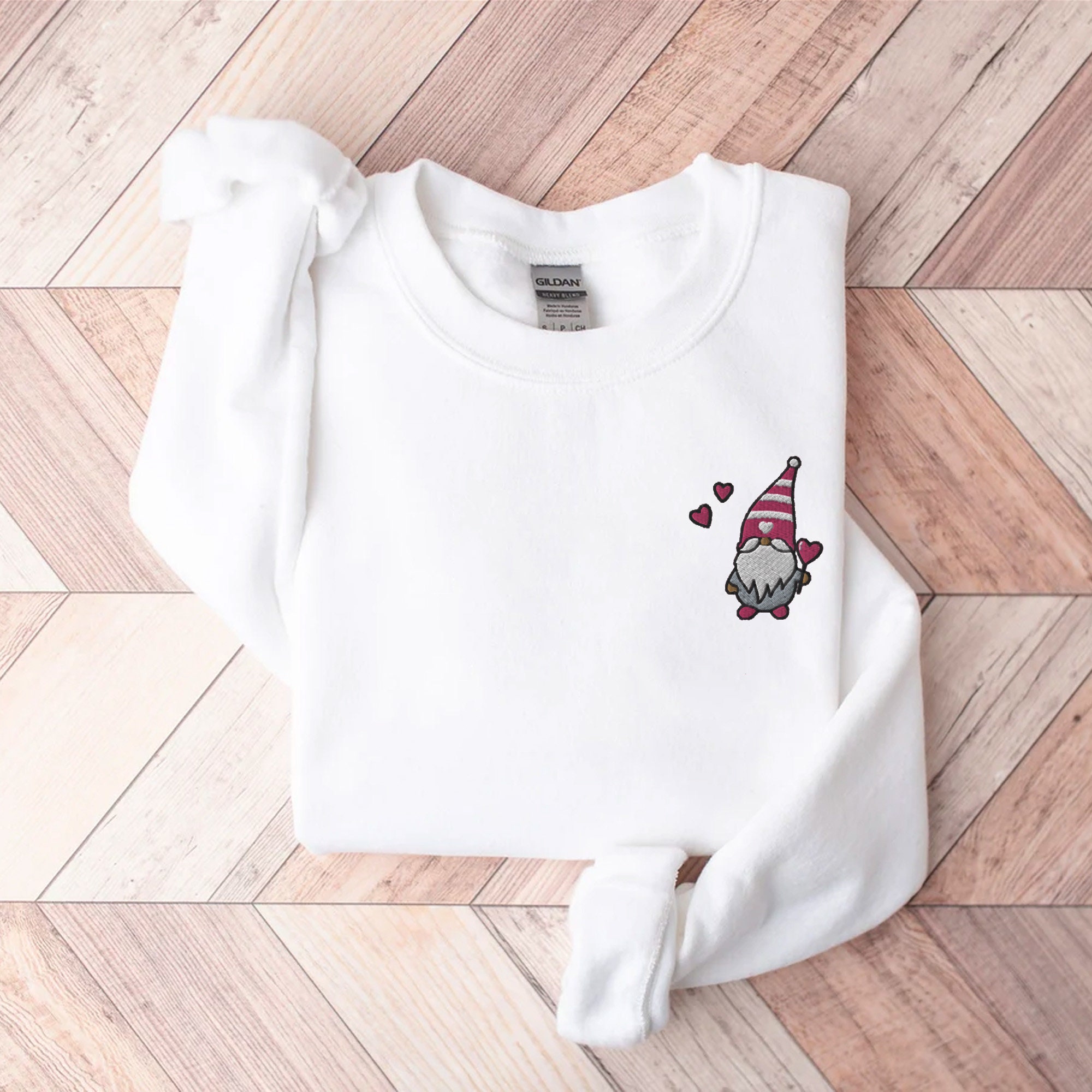 Embroidered Gnome Valentine Shirt - Valentine's Gnome Shirt Valentine's Day Crewneck Sweatshirt Self Love Shirt for Women Valentine Sweater image 4