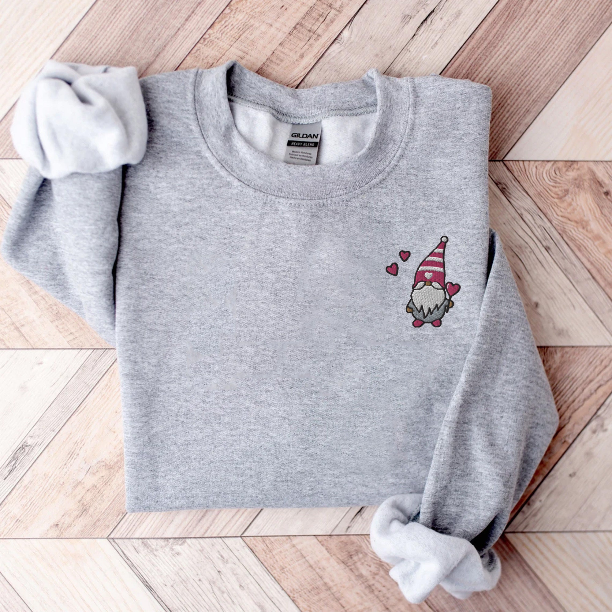 Embroidered Gnome Valentine Shirt - Valentine's Gnome Shirt Valentine's Day Crewneck Sweatshirt Self Love Shirt for Women Valentine Sweater image 6