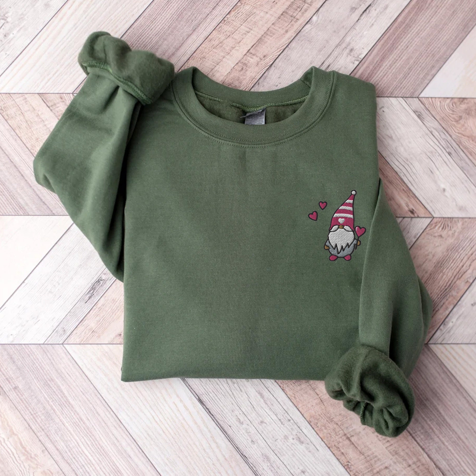 Embroidered Gnome Valentine Shirt - Valentine's Gnome Shirt Valentine's Day Crewneck Sweatshirt Self Love Shirt for Women Valentine Sweater image 2