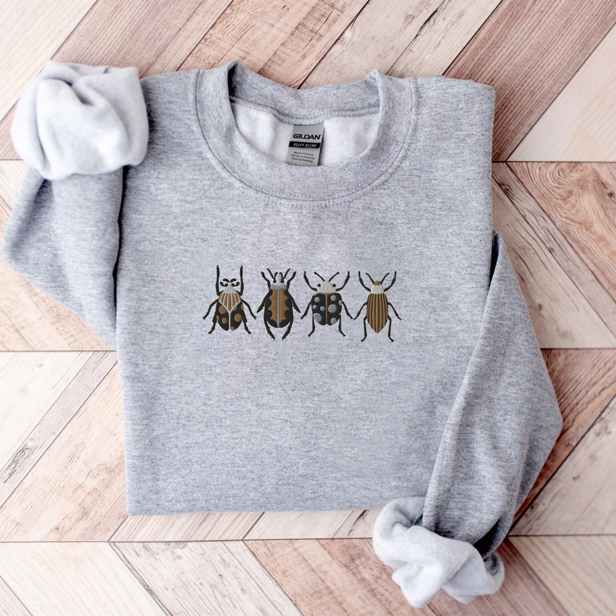 Embroidered Insect Shirt Embroidered Beetle Sweatshirt Whimsigoth Clothes Dark Academia Cottagecore Shirt Witchy Sweater Goblincore image 3