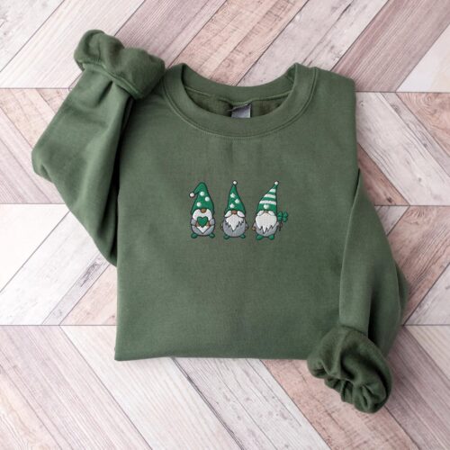 Embroidered St. Patrick's Day Shirt - Shamrock Sweatshirt Saint Patrick's Day Shirt Irish Shirt Gnomes Shirt Clover Shirt Lucky Sweater image 0