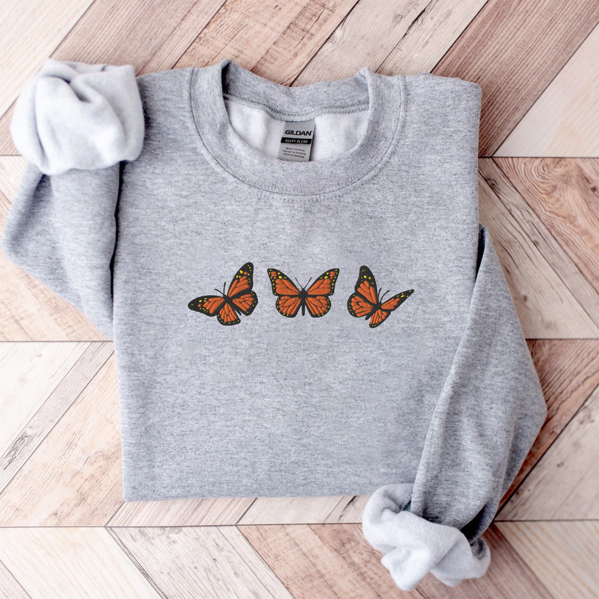 Embroidered Butterfly Shirt Monarch Butterfly Botanical Clothing Butterfly Gift Cottagecore Shirt Gardening Shirt Spring Shirt For Her image 4