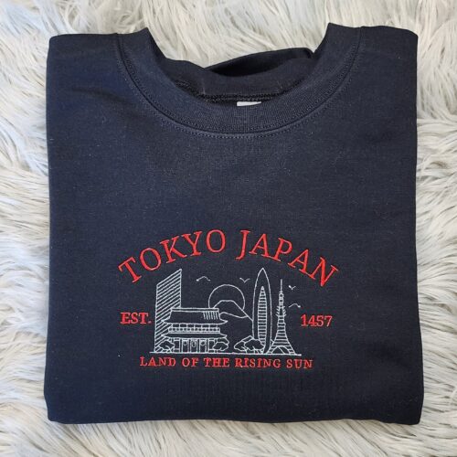 Tokyo Japan Embroidered Sweatshirt Unisex Hoodie Land of the Rising Sun Sweater image 0