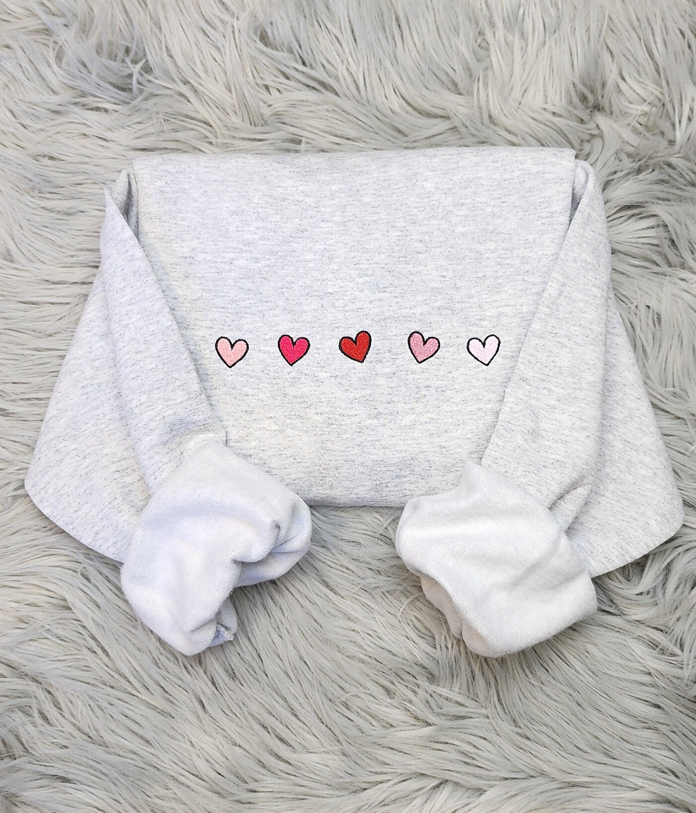 Valentine's Day Embroidered Hearts Sweatshirt Mini Hearts Design Crewneck or Hoodie image 1