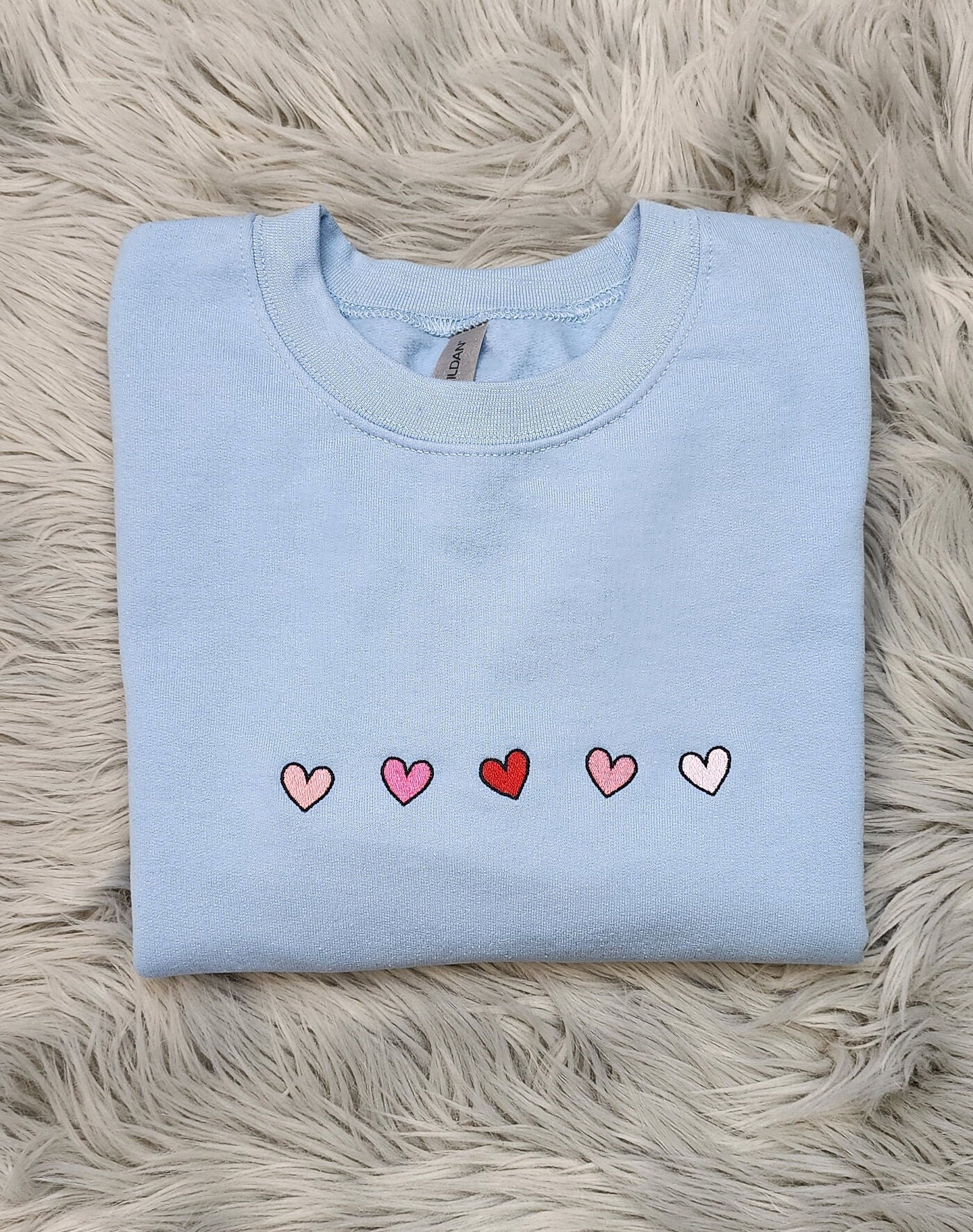 Valentine's Day Embroidered Hearts Sweatshirt Mini Hearts Design Crewneck or Hoodie image 3