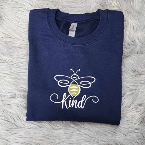 Be Kind Embroidered Sweatshirt Bee Kind Hooded Sweatshirt Positive Message Apparel image 0