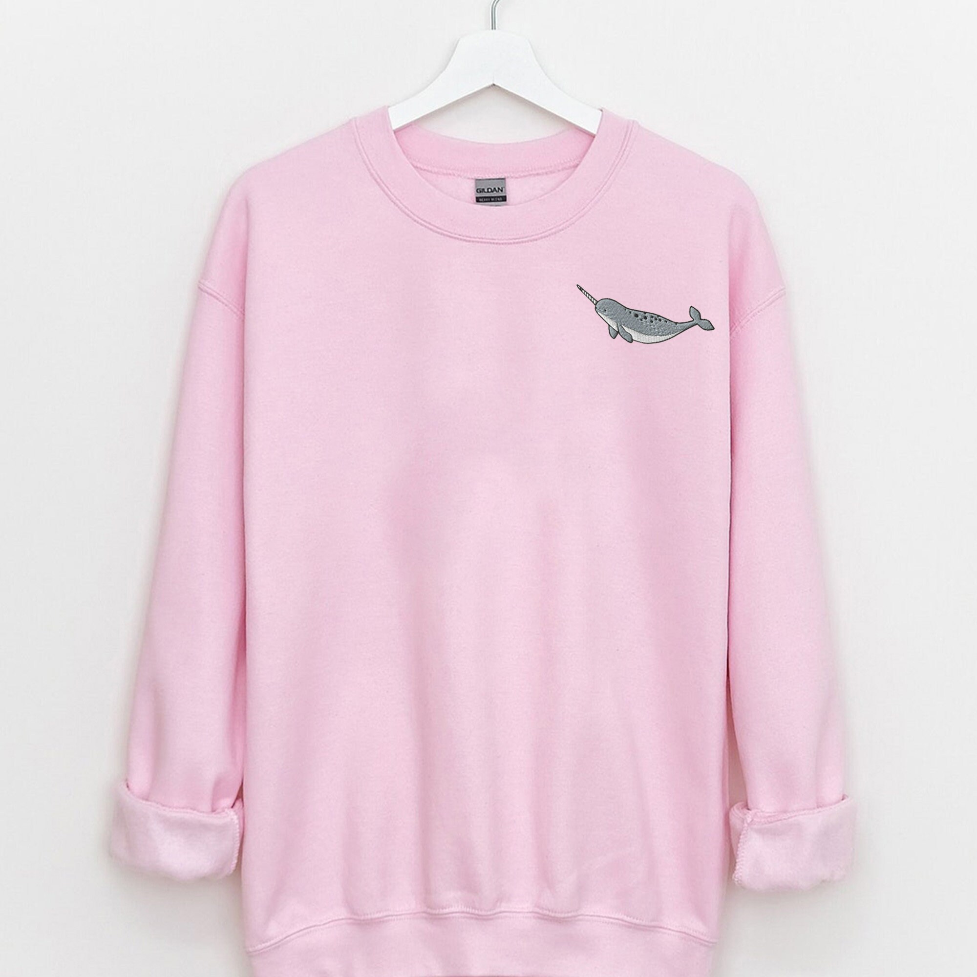 Embroidered Narwhal Sweatshirt - Whale Shirt Ocean Sweatshirt Whale Sweater Nature Lover Gift Beach Shirt Ocean Lover Gift Summer Shirt image 4