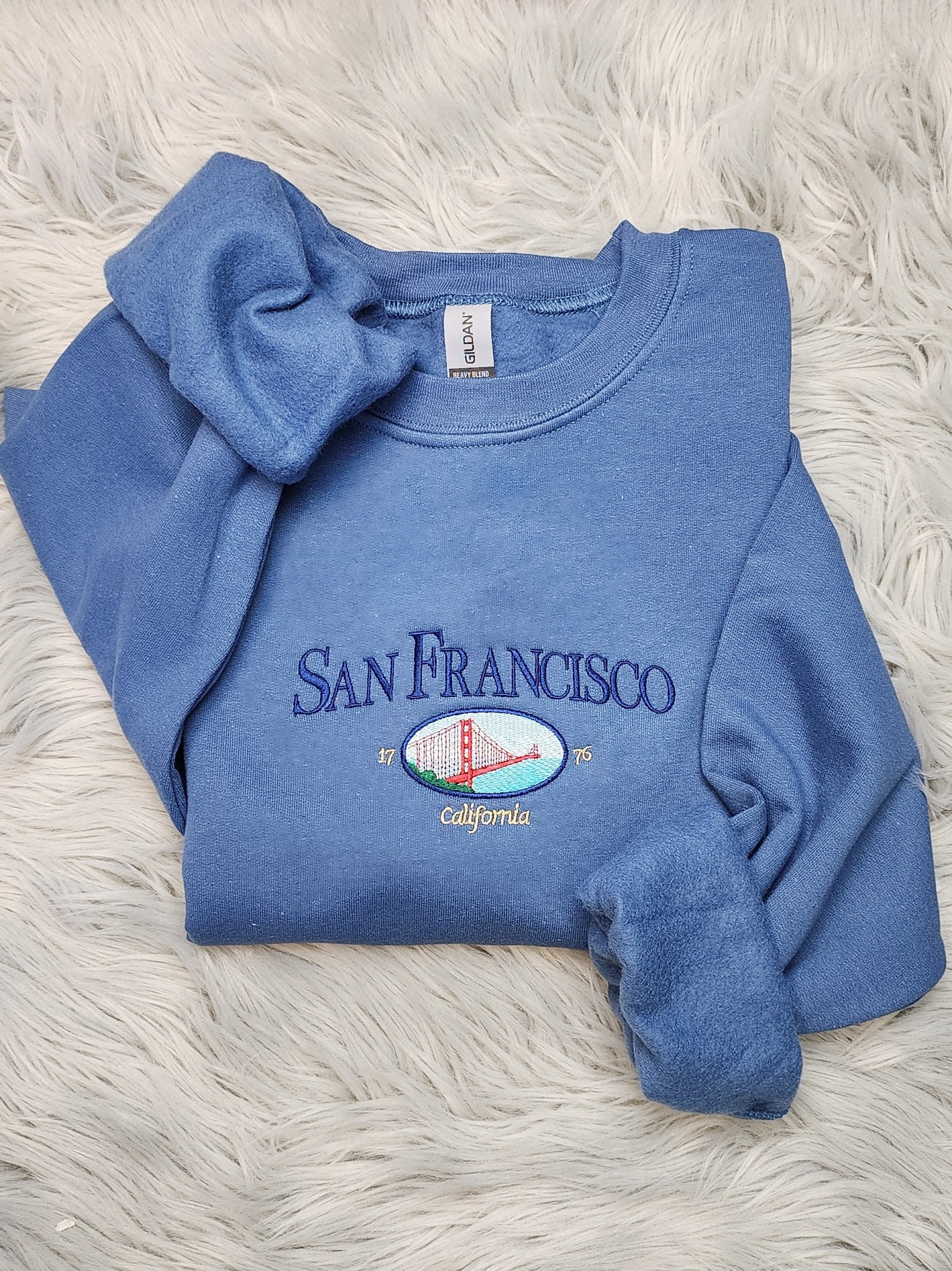 San Francisco Golden Gate Bridge Embroidered Crewneck or Hoodie Unisex California Sweatshirt image 1