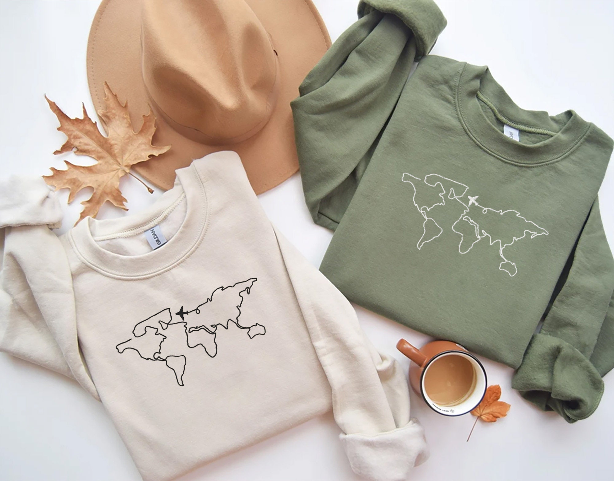 Embroidered Travel Sweatshirt - Airplane Sweatshirt Gift for Travel Map Sweatshirt Adventure Hoodie Honeymoon Sweatshirt Vacation Shirt image 6