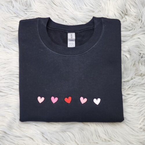 Valentine's Day Embroidered Hearts Sweatshirt Mini Hearts Design Crewneck or Hoodie image 0